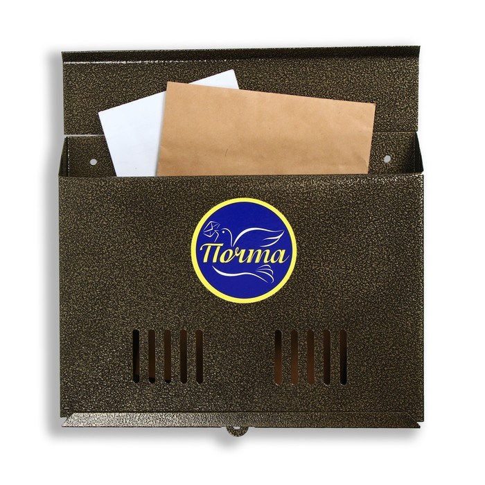 Ящик почтовый без замка (с петлёй), горизонтальный «Широкий», бронзовый - фото 1 - id-p224497158