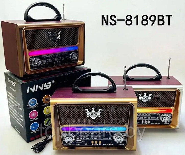 Ретро Радиоприемник NNS NS-8189BT USB Bluetooth FM/AM/SW USB MicroSD - фото 4 - id-p224497497