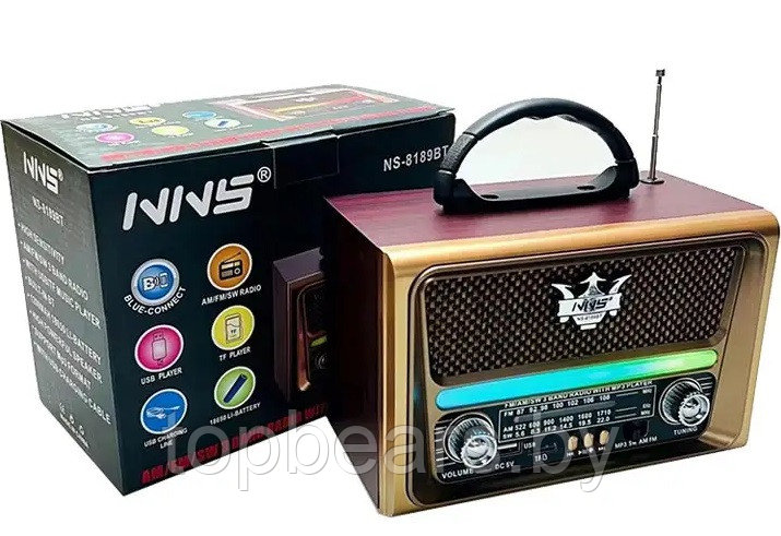 Ретро Радиоприемник NNS NS-8189BT USB Bluetooth FM/AM/SW USB MicroSD - фото 3 - id-p224497497