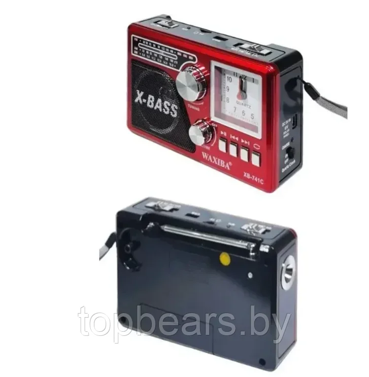 Радиоприемник Waxiba XB-741C Bluetooth, USB, SD, часы, фонарик - фото 2 - id-p224497561