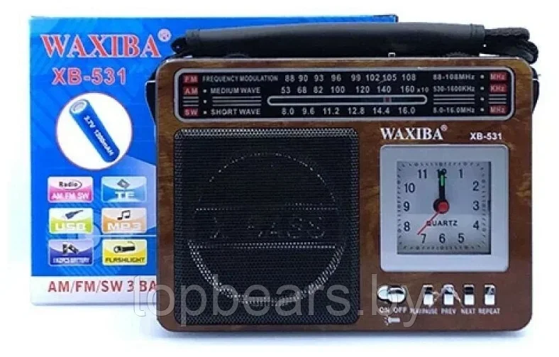 Радиоприемник WAXIBA XB-531C цвет : коричневый,красный - фото 1 - id-p224497607