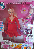 Беременная кукла аналог Барби  с ребенком коляска и платья TY-22A