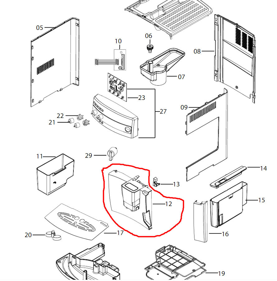 Дверца для кофемашины Delonghi Magnifica ESAM03, ESAM04 - фото 3 - id-p203428589