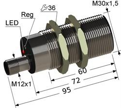 Индуктивный бесконтактный датчик в цилиндрическом латунном корпусе с резьбой М30х1,5 мм PS2R1-30M95-10B74-C27 - фото 1 - id-p224502946