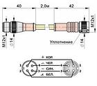 Соединитель с прямой штекерной и угловой гнездовой четырехконтактной частью разъема М12 С18/С19L2,0.5, фото 2