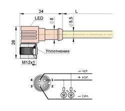 Соединитель с угловой гнездовой четырехконтактной частью разъема М12 С21L2,0.1 - фото 2 - id-p224503022