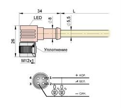 Соединитель с угловой гнездовой четырехконтактной частью разъема М12 С21L2,0.3 - фото 2 - id-p224503023