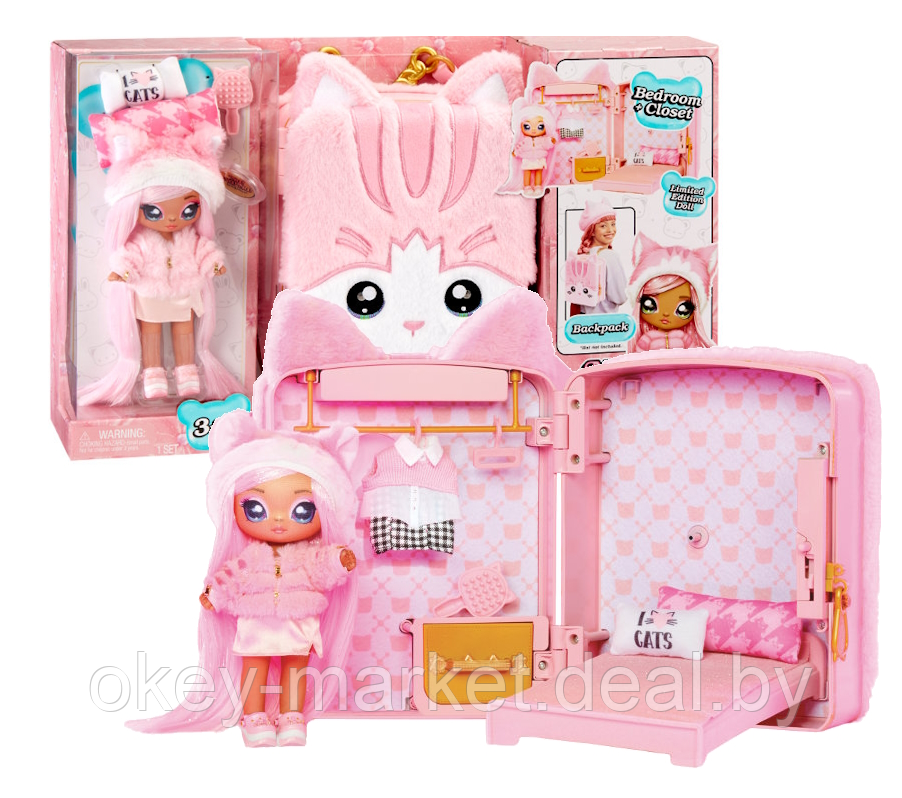 Игровой набор Рюкзак-спальня Na Na Na Surprise Backpack Bedroom Pink Kitty - фото 2 - id-p194553651