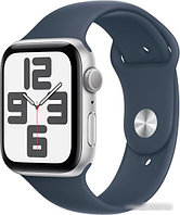 Умные часы Apple Watch SE 2 44 мм (алюминиевый корпус, серебристый/грозовой синий, спортивный силиконовый