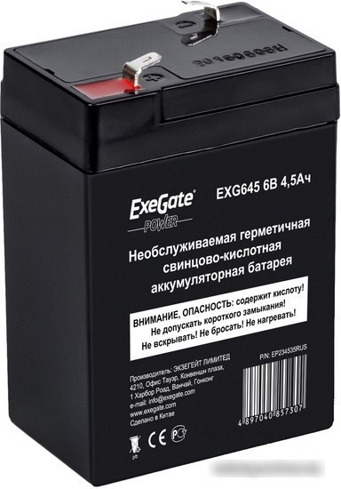 Аккумулятор для ИБП ExeGate Power EXG 645 (6В/4.5 А·ч) [EP234535RUS] - фото 1 - id-p215022406