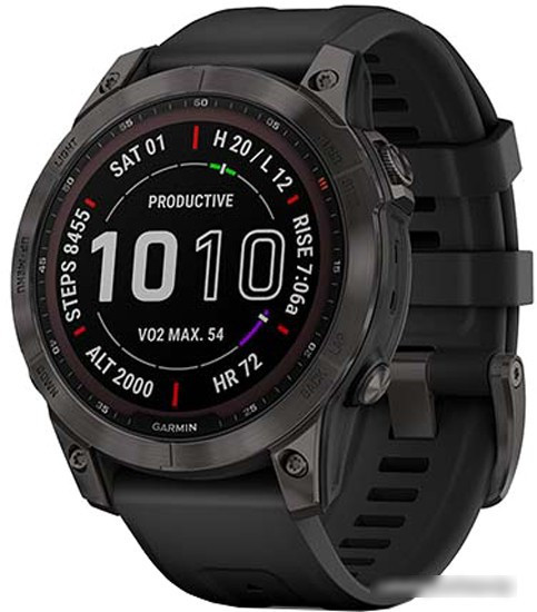 Умные часы Garmin Fenix 7 Sapphire Solar 47 мм (серый карбон/черный) - фото 1 - id-p224504958