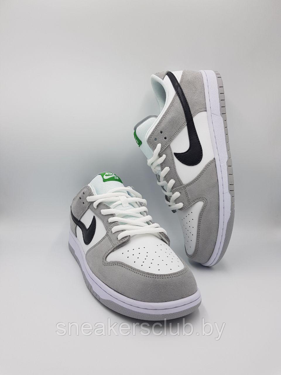 Кроссовки мужские Nike SB / подростковые Nike SB серо-чёрно-белые/большие размеры - фото 1 - id-p201282310