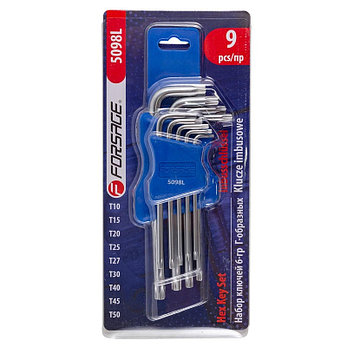 Набор ключей TORX Г-образных длинных 9пр. (Т10, Т15, Т20, Т25, Т27, Т30, Т40, Т45, Т50)в пластиковом держателе, фото 2
