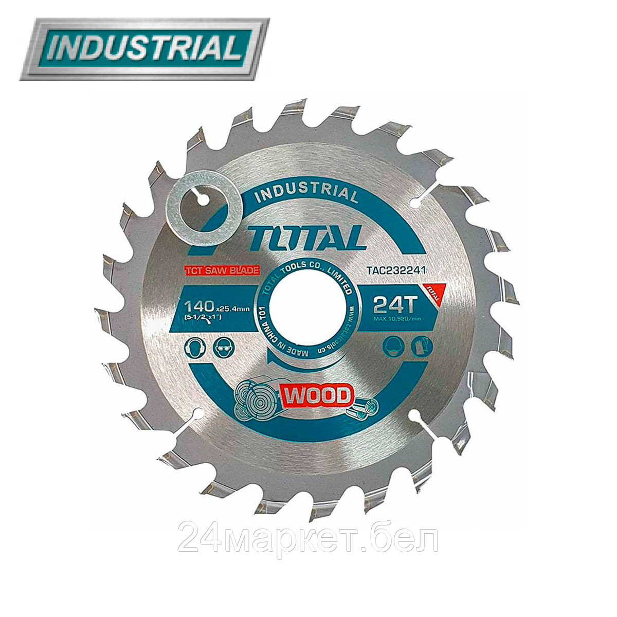 Диск пильный 140x25,4 мм 24 зуба по дереву TOTAL TAC232241 TAC232241