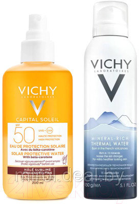 Набор косметики для лица Vichy Спрей солнцезащитный SPF50 200мл+Термальная вода - фото 1 - id-p224510804