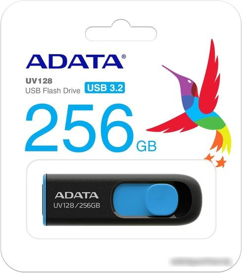 USB Flash A-Data DashDrive UV128 256GB (черный/синий) - фото 2 - id-p224511013