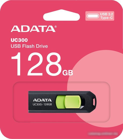 USB Flash ADATA UC300 128GB (черный/зеленый) - фото 2 - id-p224511020