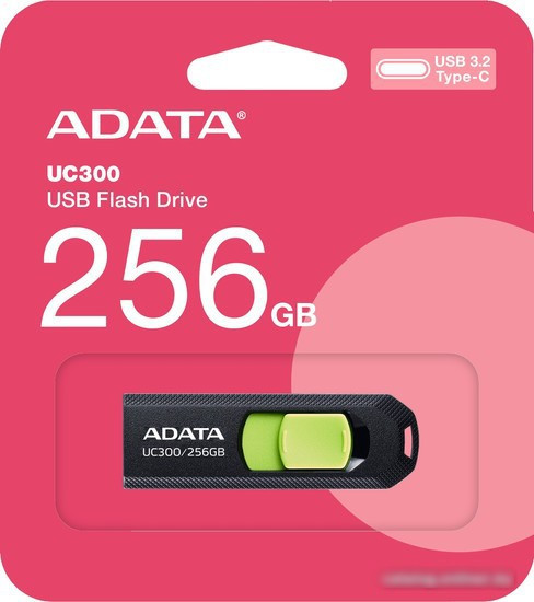 USB Flash ADATA UC300 256GB (черный/зеленый) - фото 4 - id-p224511023