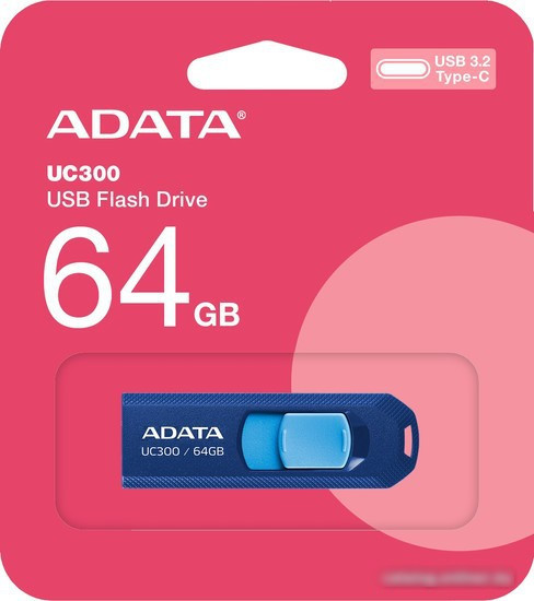 USB Flash ADATA UC300 64GB (синий/голубой) - фото 2 - id-p224511025