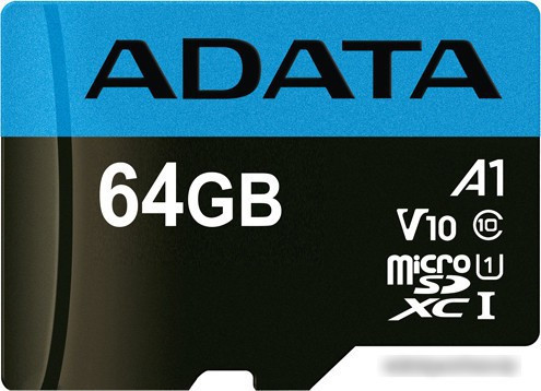 Карта памяти A-Data Premier AUSDX64GUICL10A1-RA1 microSDXC 64GB (с адаптером) - фото 2 - id-p224511099