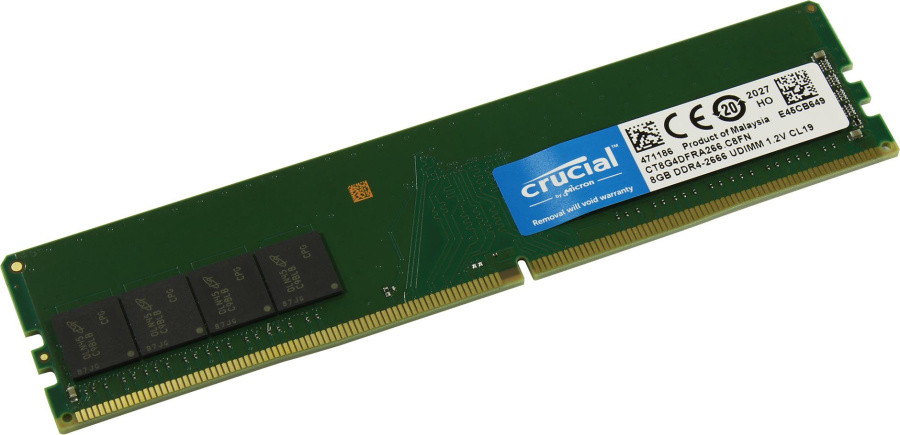 Оперативная память Crucial DRAM 8GB DDR4-2666 UDIMM CT8G4DFRA266 - фото 1 - id-p218187997