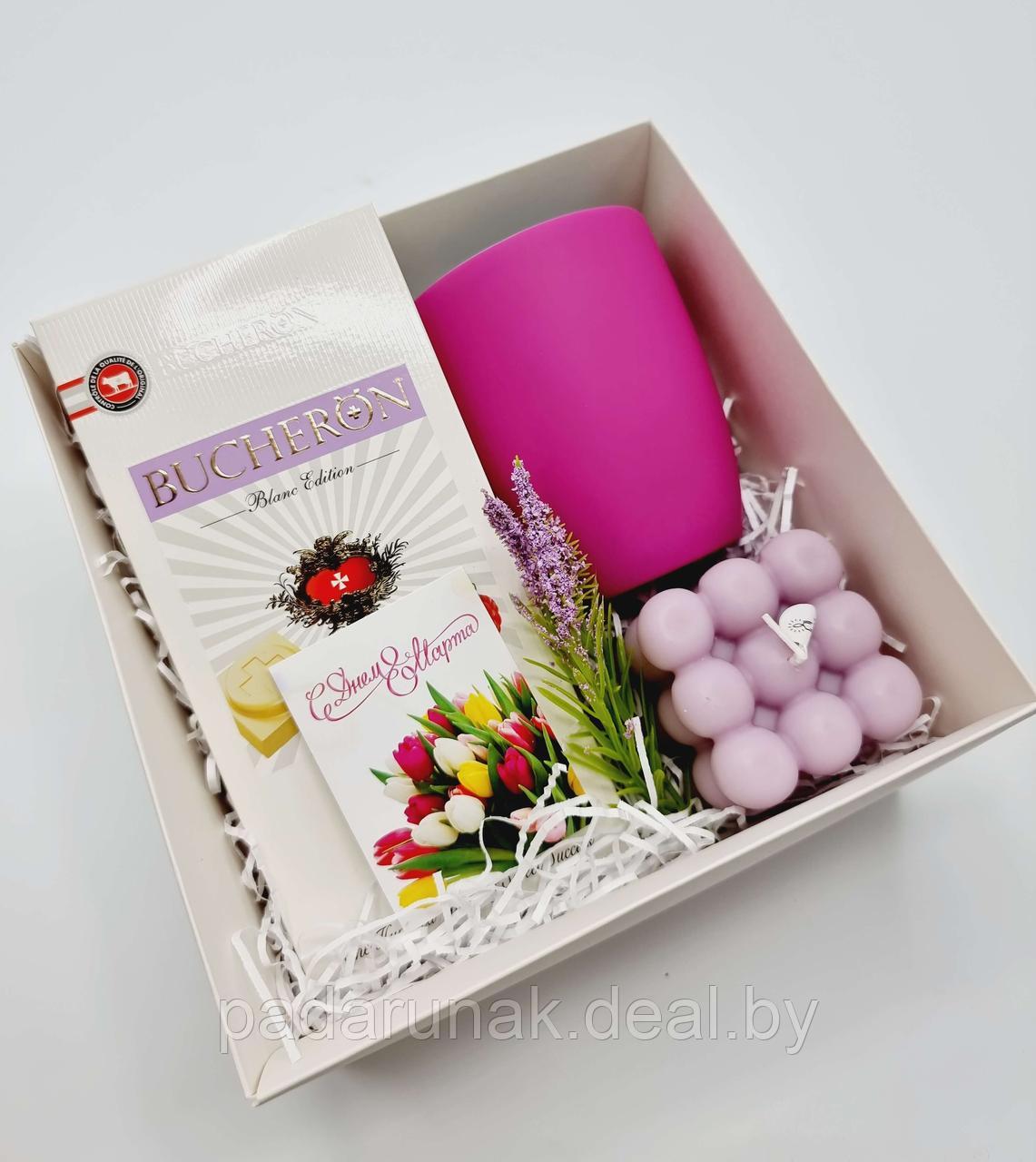 Розовый подарочный набор: кружка софт-тач, свеча Бабл и шоколад - фото 3 - id-p224511637