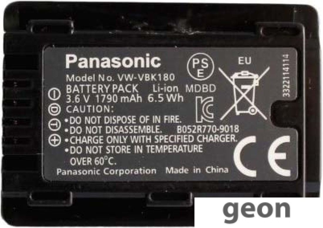 Аккумулятор Panasonic VW-VBK180 - фото 2 - id-p224512248