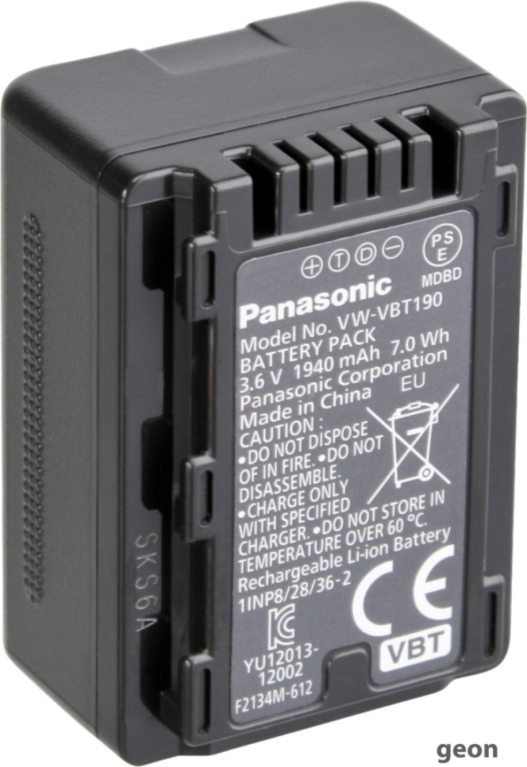 Аккумулятор Panasonic VW-VBT190E - фото 1 - id-p224512262