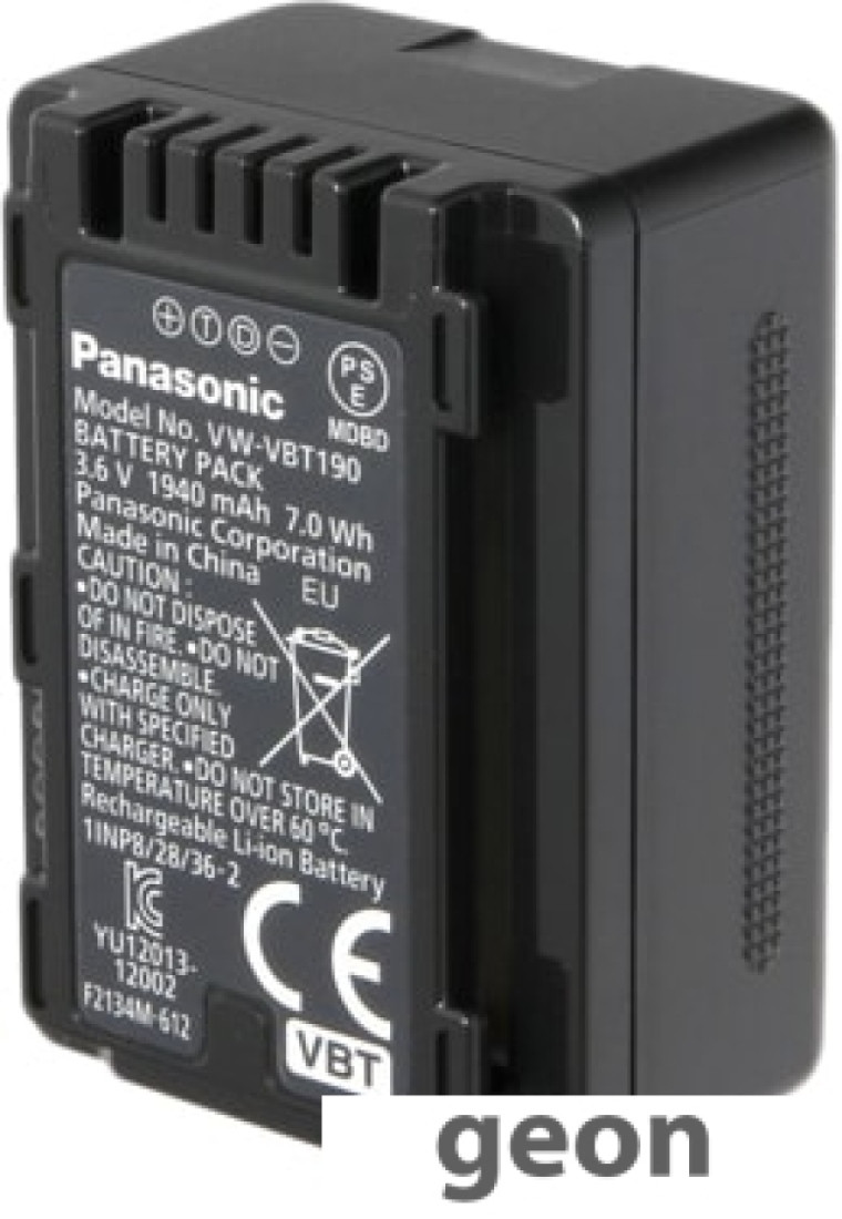 Аккумулятор Panasonic VW-VBT190E - фото 2 - id-p224512262