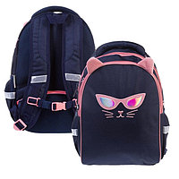 Рюкзак школьный 38.5 х 26 х 17 см, эргономичная спинка, Hatber Primary School "CATs" синий NRk_87054
