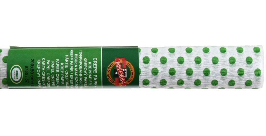 Бумага крепированная Koh-i-Noor салатовая с зелеными кружками