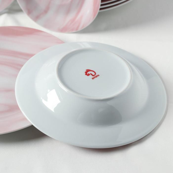 Набор керамической посуды Доляна «Мрамор», 24 предмета: тарелки d=19/21/24 см, чайная пара 200 мл, цвет - фото 3 - id-p224515210