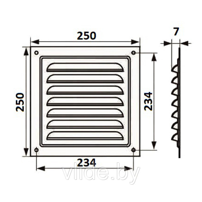 Решетка вентиляционная ZEIN Люкс РМ2525Ц, 250 х 250 мм, с сеткой, металлическая, оцинковка - фото 4 - id-p218093902