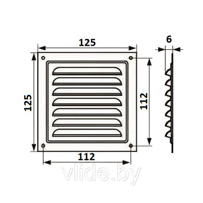 Решетка вентиляционная ZEIN Люкс РМ1212М, 125х125 мм, с сеткой, металлическая, медный антик - фото 6 - id-p205025638