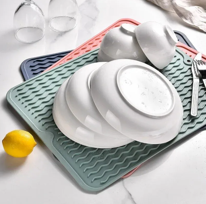 Коврик силиконовый для сушки посуды 40х30 см. Персиковый - фото 7 - id-p224515686