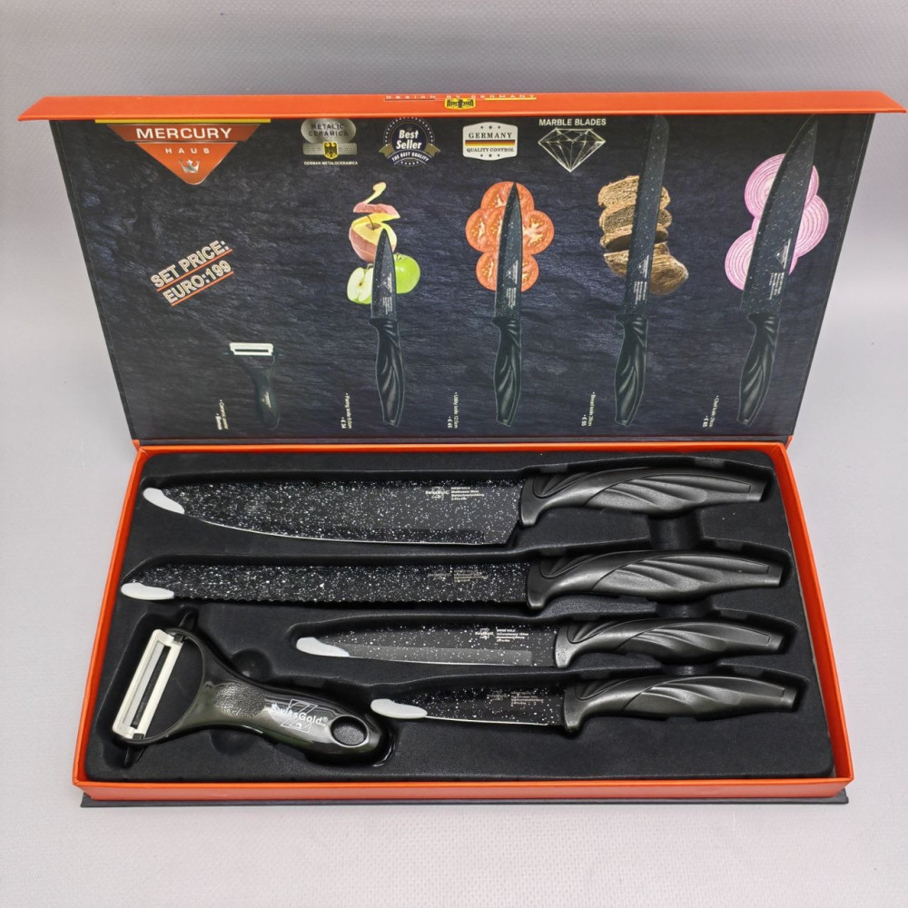 Набор кухонных ножей из нержавеющей стали 5 предметов Mercury Z pro-line MC-9269/ Подарочная упаковка - фото 8 - id-p224515709