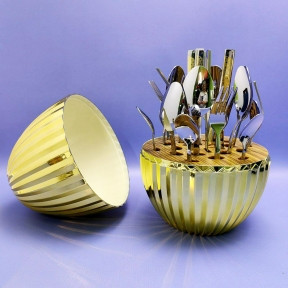 Набор столовых приборов в рифленом футляре - яйце Maxiegg 24 предмета / Премиум класс Золото - фото 1 - id-p224515712