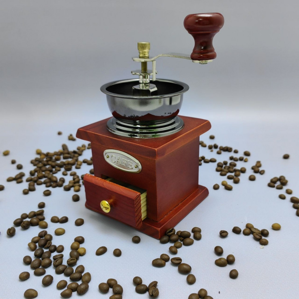 Ручная механическая деревянная кофемолка COFFEE GRINDER с регулировкой степени помола - фото 8 - id-p224515714