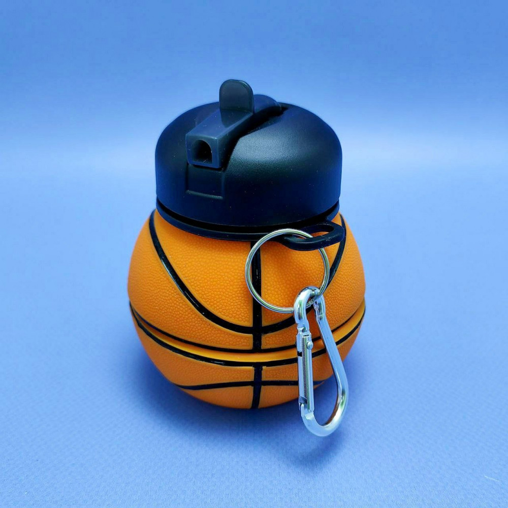 Бутылка складная силиконовая спортивная Silicon Bottle Sport, 550 мл. с карабином и поильником Баскетбол - фото 4 - id-p224515715