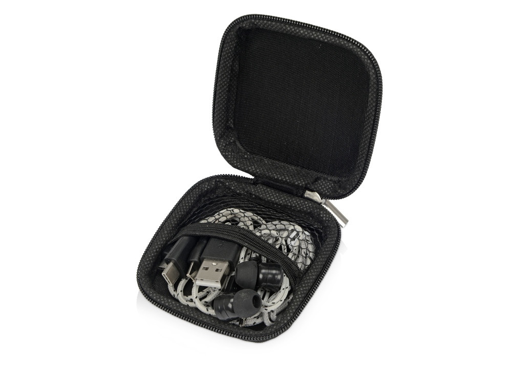 Набор с наушниками и зарядным кабелем 3-в-1 In motion, серый - фото 1 - id-p224515964