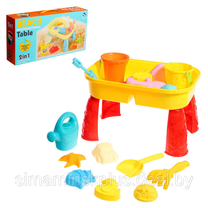 Набор для игры в песке «Весело играем», со столиком, 11 предметов - фото 1 - id-p224516336