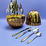 Набор столовых приборов в рифленом футляре - яйце Maxiegg 24 предмета / Премиум класс Золото, фото 3