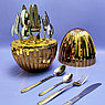 Набор столовых приборов в рифленом футляре - яйце Maxiegg 24 предмета / Премиум класс Золото, фото 6