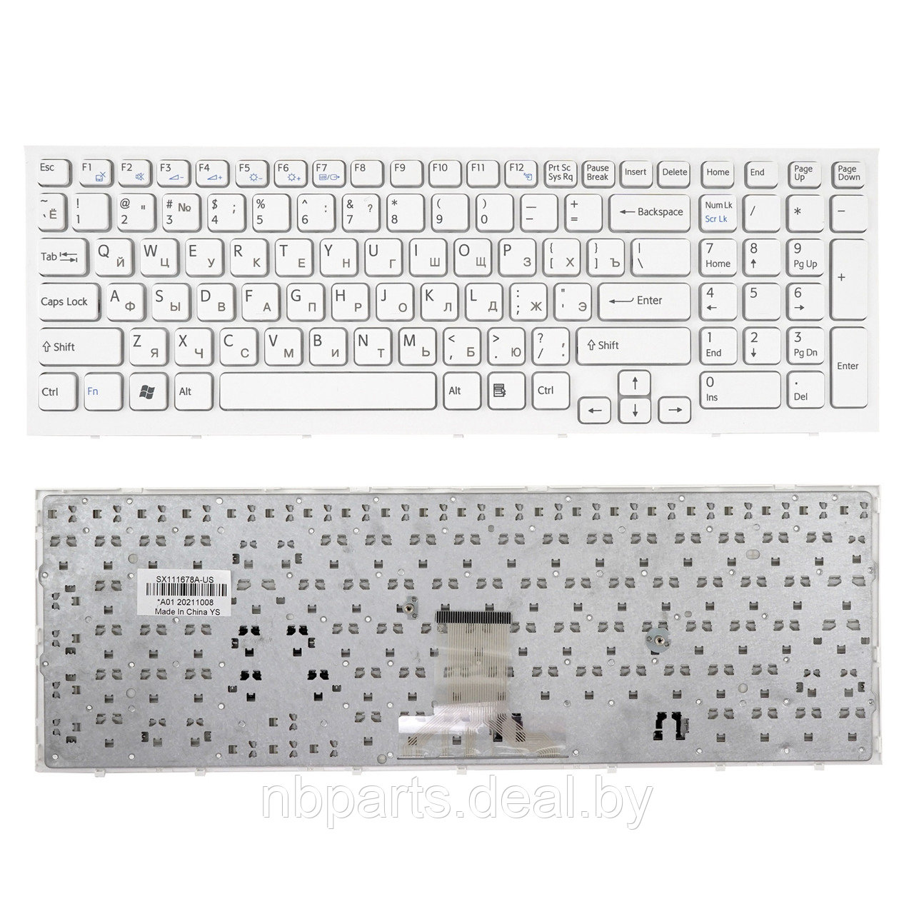 Клавиатура для ноутбука Sony VPC-EB, белая, большой Enter, с рамкой, RU - фото 1 - id-p224516387