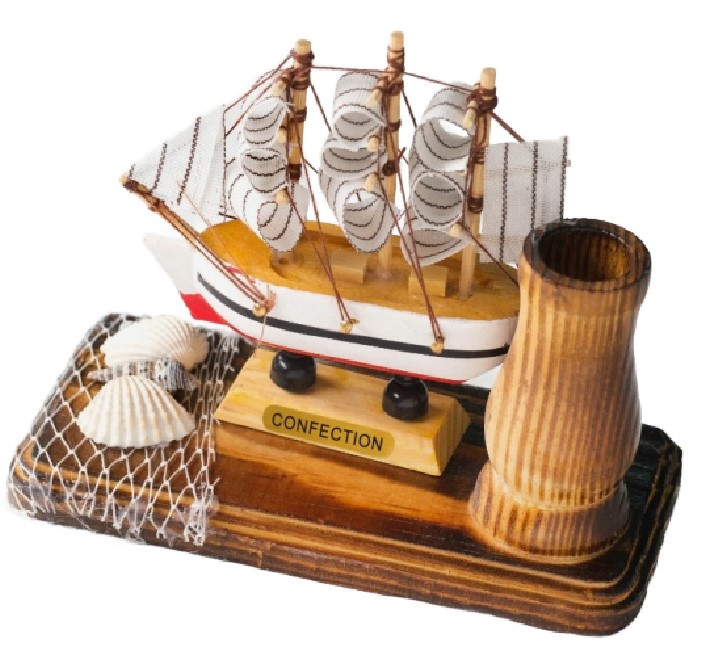 Набор настольный сувенирный «Карандашница-ваза и корабль» 12*13*6 см - фото 2 - id-p224374904