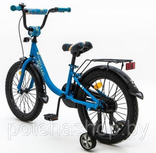 Велосипед с приставными колесами, колеса 14" ZIGZAG ZOO бирюзовый, ZG-1483