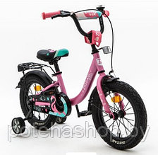 Велосипед с приставными колесами, колеса 14" ZIGZAG ZOO розовый, ZG-1482