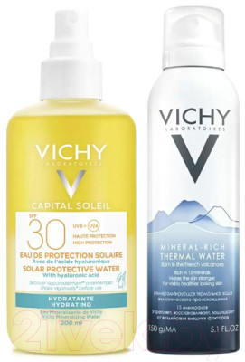 Набор косметики для лица Vichy Спрей солнцезащитный SPF30 200мл+Термальная вода 150мл - фото 1 - id-p224525522