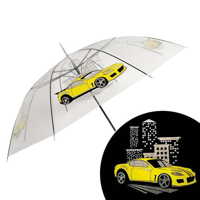 Зонт детский «Жёлтая машина» полуавтомат прозрачный, d=90см - фото 1 - id-p224526389