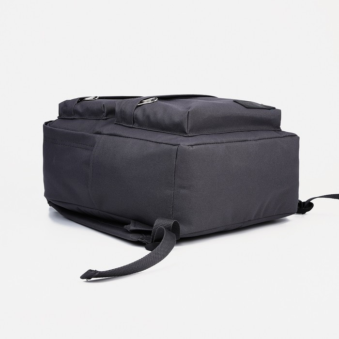 Рюкзак на молнии, 2 наружных кармана, цвет серый - фото 3 - id-p224526396